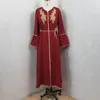 Etniska kläder Kvinnor klär Pearl klänning V-hals ruffle hylsa islamisk muslimsk abaya elegant temperament mantel marockansk kaftan dubai vestidos