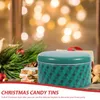 Storage Bottles 2 Pcs Candy Holder Tinplate Containers Sugar Case Christmas Cookie Jar With Lid Supplies Metal Biscuit