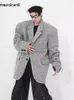 Mäns kostymer blazrar Mauroicardi vårens höst överdimensionerade avslappnade snygga svarta ullblaser för män axelkuddar långärmad lös koreansk mode 231215