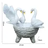 Decorative Objects Figurines Resin White Swan Statue Wter Pool Flower Pot Landscape Courtyard Garden Swans Sculpture Home Decoration Three 231216