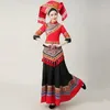Stage Wear 2023 Kinesiska traditionella etniska minoriteter Style Kostym Set Female Zhuang Zu kjoldansprestanda