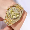 Armbandsur Diamond Women Watches Gold Watch Ladies Wrist Luxury Brand Rhinestone Womens Armband Female Relogio 231216