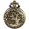 Orologi da tasca Albero della vita Modello Schizzo Pittura a inchiostro Quadrante Orologio Tutto nero Collana vintage Catena Orologio da taschino al quarzo Reloj