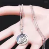 Pendant Necklaces Mom And Baby Stainless Steel Charm Silver Color Small Chain For Women Jewelry Bijoux Femme N3758S07