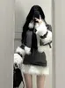 Dwuczęściowa sukienka zimowa elegancka 2 zestaw spódnicy Kobiet w stylu Koreański garnitur ciepły mody futra płaszcza swobodny szczupły Y2K mini 231216