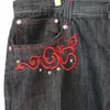 Pants męski Hip Hop kieszeń retro grafika haftowane workowate dżinsy gotycka wysoka talia szerokość spodni streetwear