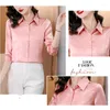 Kvinnor Bluses Office Lady Shirts Satin Women Blus Spring Autumn Clothing Silk Womens Topps Casual Longeple Worme Work Clothes