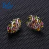 Stud Bolai Natural Brasilien Tourmaline Clasp Earrings 925 Sterling Silver Multi Color Gemstone Luxury Jewelry for Women Wedding Party