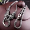 Pendant Necklaces V YA Thai Silver Long Chain Necklace For Women 925 Sterling Marcasite Stone 1 5mm 60cm 70cm 75cm 80cm1266C