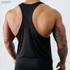 T-shirts pour hommes Mens Gym Scle Fitness Singlets Marque de mode Vêtements Sports Entraînement Imprimé Débardeur Respirant Sleless Coton Casual VestL231216