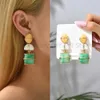 Dangle Chandelier Green Series Shiny Geometric Earrings For Women Luxury Unusual Hanging Tassel Pendientes Fashion Femme Jewelry 231216