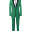 Costumes pour hommes classique vert pour homme d'affaires 3 pièces blazer à simple boutonnage gilet pantalon formel marié fête de mariage smoking