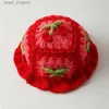 ワイドブリム帽子バケツ帽子インホローチェリーニットフィッシャーマン帽子のための手作りの赤いマッチング盆地春の夏の太陽ハットル231216