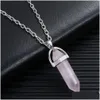 Collane con ciondolo Pilastro in pietra naturale Pendolo Reiki Collana di cristallo curativo Ametista esagonale Quarzo rosa Chakra Gioielli Pendo Dr Dhiel