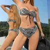 Women's Swimwear 2 Piece Sexy Bikini Sets Halter Tie Side Triangle Swimsuits Mesh Cover Up Pants