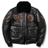 Men's Leather Faux Air Force Black Shearling Wool Fur Sheepskin Jacket Men Genuine Coat Warm Winter Clothing Motorcycle Jackets 231215