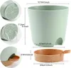 Planters krukor 5pack 5 tum självvattning för inomhusväxter blomma planter med dräneringshål och wick rep y231215