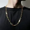Kedjor Fashion PaperClip Link Chain Women's Necklace 316L Rostfritt stål Guldfärg Långt för kvinnor Män smycken Gift2320
