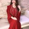 Vêtements ethniques Ramadan Eid Musulman Femmes élégantes Diamants Puff Manches Maxi Robe Turquie Soirée Robe Kaftan Dubaï Arabe Jalabiya Islam