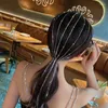 Hair Clips Shine Full Rhinestone Headband For Women Long Tassel Crystal Clip Wedding Party Accessories Jewelry