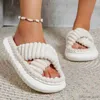 Slipper 2023 Winter Plush Cross Slippers New Women's Home Floor Plush Slippers inomhus Varma och anti -slip Solid Color Women's Slippers R231216