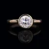 Women Jewelry 14K Solid Gold 1.0Ct Solitaire Lab Grown Diamond Bezel Setting Engagement Ring