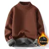 Mens Sweaters Thickened Sweater Knitted Fleece Round Neck Man High Street Casual Long Sleeve Pullovers 231216