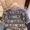 Miui Mini New Unique Top Designer Letter Short Sleeve Pullover Retro Knitted Sweater