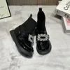 Botas meninas tornozelo princesa sapatos crianças moda strass meia couro estudante bebê sola macia criança crianças preto 5a