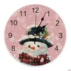 ウォールクロッククリスマススノーフレークスノーマン時計ダイニングレストランカフェ装飾ラウンドサイレントホームデコレーションドロップデリバリーガーデンDHVCC