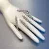 Bangle Trendy Hand Palm Cuff For Women Cubic Zirconia Link Finger Ring Leaf One-piece Handlets Bracelet Wedding Jewelry271U