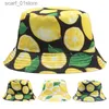 Cappelli a tesa larga Cappelli a secchiello Uomo Donna Frutta fresca Cappello da pescatore Ciliegia Limone Ananas Banana Frutta tropicale Cappello a secchiello in cotone Bob Gorros Beach Travel CsL231216