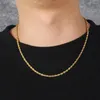 Kedjor Fyra färg Twisted Rope Chain Halsband Hip Hop Rapper 3mm rostfritt stål Choker Minimalistiska halsbandsmycken för män