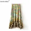 Klänningar boho flora tryck lång kjol bohemisk stil zigenare casual strand kjolar sommar boho hippie kvinnor kjol kvinnlig faldas