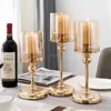 Candle Holders Vintage Golden Candlestick Holders Home Decoration For Wedding Candelabra Crystal Candle Holder Luxury Classic Metal Candle Hold 231215