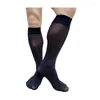 Chaussettes pour hommes sur mollet hommes formel Long Tube genou haut noir doux Sexy robe costume bas Lingerie solide affaires mâle