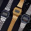 Wristwatches F91W Stainless Steel Band Watch Luxury Waterproof Retro Digital Sports Military Watches Men Women Electronic Wrist Clock 231216