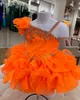 Bebek Kız Cupcake Pageant Elbise 2024 Fırfır Kılıf Glitz Küçük Çocuk Eğlenceli Moda Pist Draması Doğum Günü Kokteyl Partisi Gown Toddler Bebek Resmi Ulusal Turuncu Kivi