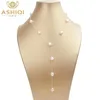 Colares Ashiqi Real Sterling Sier Long Chain Colar 89mm Natural Barroco Freahwater Pearl Jóias para Mulheres Senhoras Presente