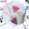 ShinyGem 2021 Натуральный ручной работы Фиолетовый Розовый Друзи Подвески Ожерелья Позолота Эффектный Треугольный Камень Пирамиды Модно Для Женщин204x