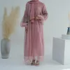 Roupas étnicas Modest Abaya para Mulheres Muçulmanas Cardigan Aberto Maxi Vestidos Turquia Kimono Islâmico Árabe Robe Dubai Kaftan Femme Jalabiya Eid