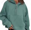 1lululemens-43 Autumn Winter Yoga Suit Scuba Hoodie Half Zip Women's Sports Sweater Loose Gym Jacket Fitness Short Plush Coat SweatshirNMQ Y