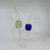 Glass Oil Burner Pipe Water Dog With Stand Base 5in Height Hookah Colorful Smoking Handle pipes OD Bong Nail Dab Rig ZZ