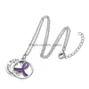 Pendentif Colliers GX055 Sensibilisation au cancer Purper Ruban Sier Plaqué Force Espoir Courage Lettres d'amour Collier rond creux pour cadeau Dh2Pe