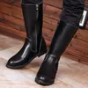 Buty Fashion Knight For Men Black Aryalie Skórzane buty Przystojne buty jazdy w klubie nocnym Motocykl High Botas Hombre