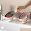 Soap Dishes Suction Cup Soap Dish With Drain Water Box For Bathroom Accessories Holder Kitchen Sponge Container Tray Drop Delivery Hom Dhop2