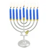 Bougeoirs Bougeoir pour Hanukkah Vintage classique géométrique chandelier support contient 9 bougies décor à la maison pour les événements banquets 231215