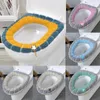 Toilet Seat Covers Contrast Nordic Style Thickened Full Package Cushion Ring Household Plush Knitted Washable Cover