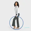 Yoga-Hose mit hohem Bund, geteilter Saum, ausgestellte Hose, Loungeful, bequeme, atmungsaktive Hose mit Tasche am hinteren Bund, Jogginghose mit nacktem Gefühl