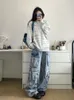 American Street Workwear Multi-pocket Heavy Lndustry Design Jeans Female Y2K Gothic Fashion Punk Style Loose Floor Wide-leg Pant